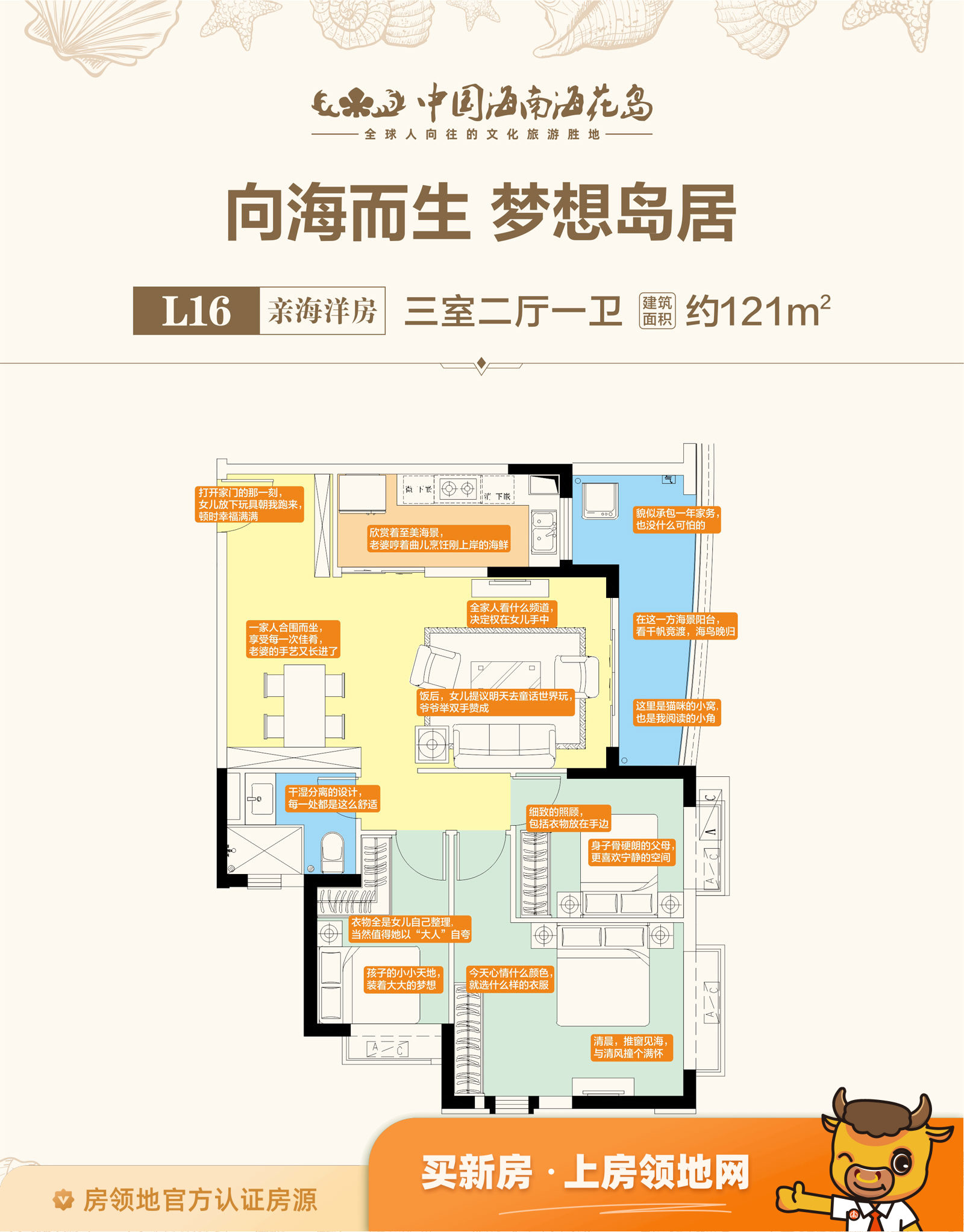 中国海南海花岛户型图3室2厅1卫