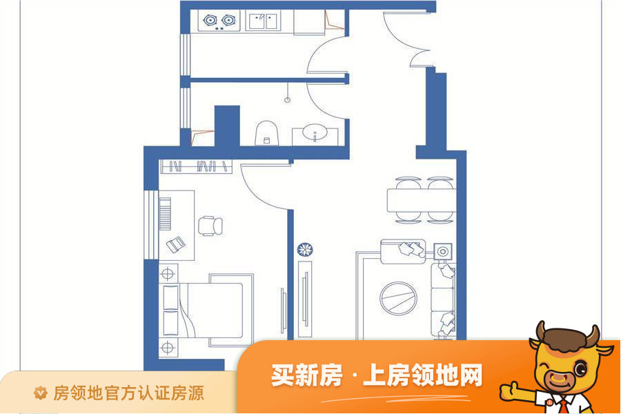 K2·京南狮子城户型图1室2厅1卫