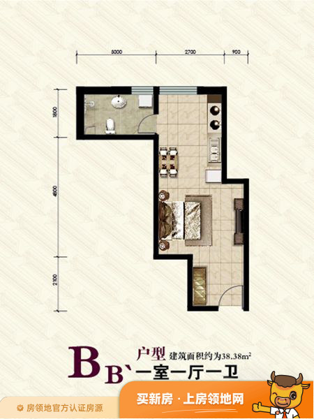 华城公寓户型图1室1厅1卫
